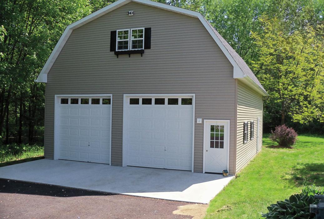 Custom Vinyl: Gambrel Two Story Garages | Lancaster County Barns
